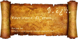 Vavrinecz Ágnes névjegykártya